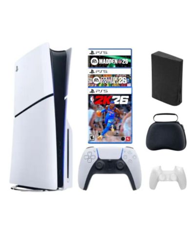 Sony PlayStation 5 Slim Disc Bundle с играми College Football 26, Madden 26, NBA 2K26 и аксессуарами