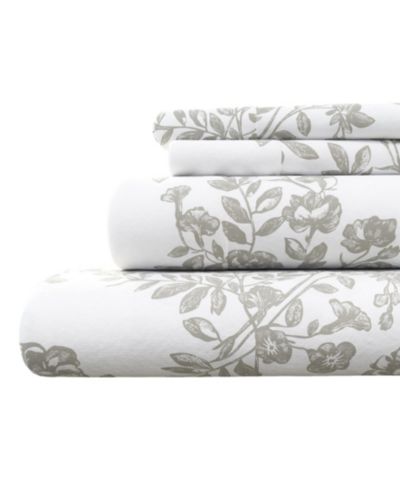 Linery & Co. Ultra-Soft Turkish Cotton Flannel Winter Floral Print Sheet Set