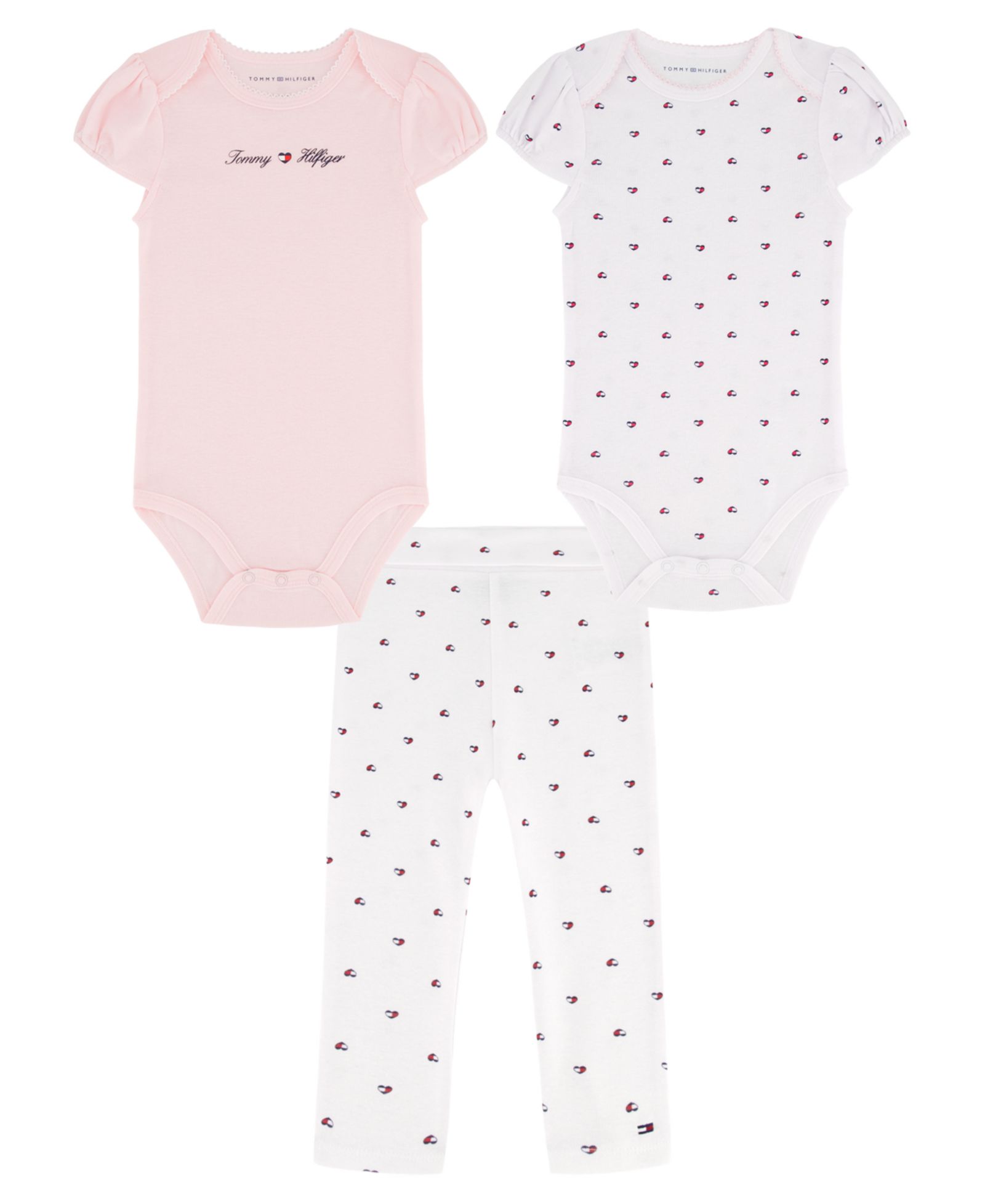 Tommy Hilfiger Детский набор из боди и леггинсов с принтом Flag Heart, 3 шт.
