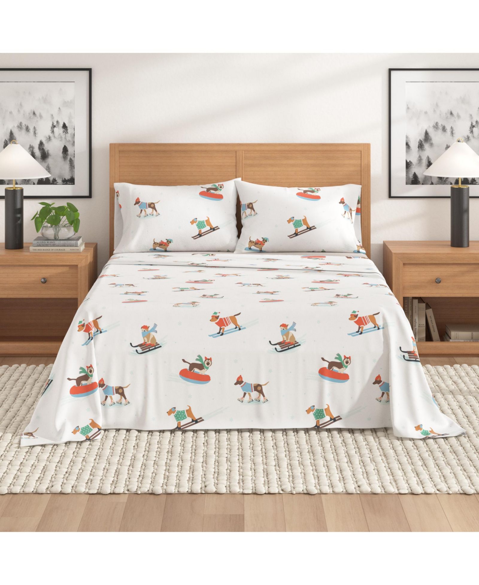 Linery & Co Ultra-Soft Turkish Cotton Flannel Holiday Print Sheet Set