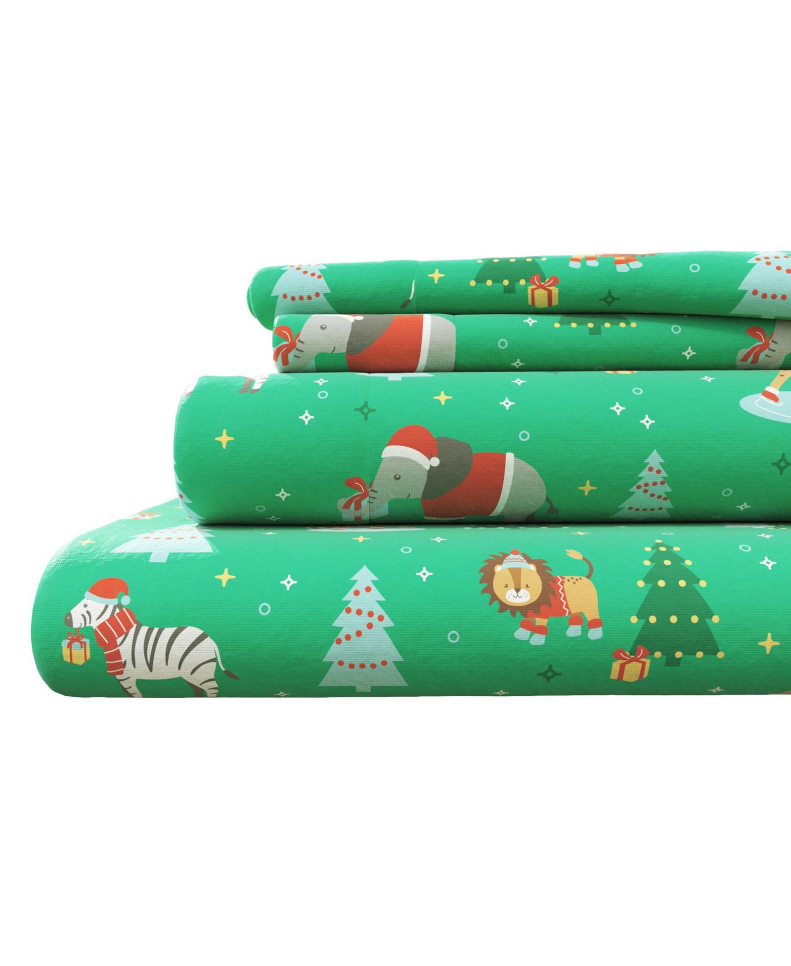 Linery and Co. Ultra-Soft Turkish Cotton Flannel Christmas Print Sheet Set