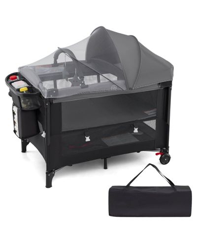 Детская колыбель Costway Baby Bassinet Bedside Crib с матрасом