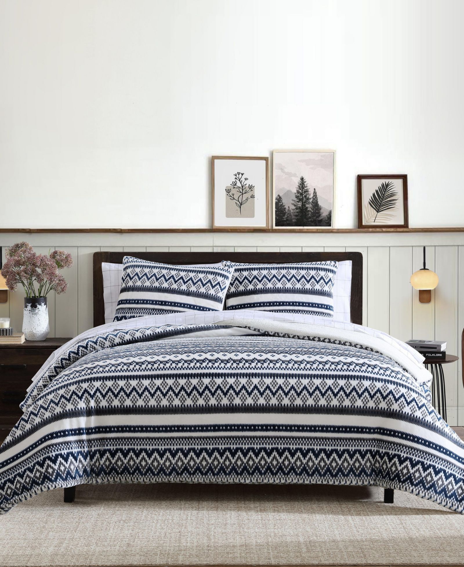 Eddie Bauer Shelton Fair Isle Plush 3-Pc. Comforter Set, Full/Queen