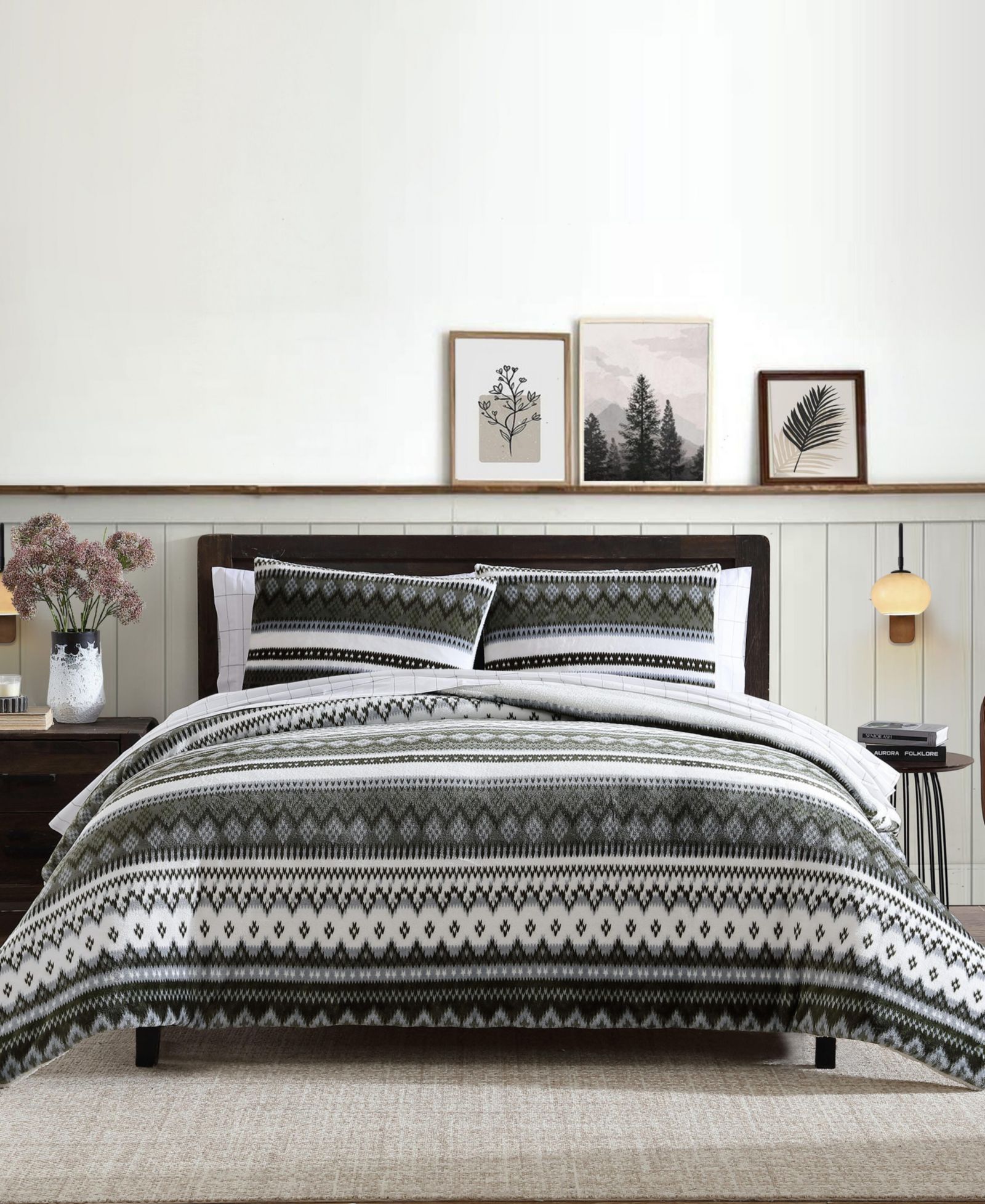 Eddie Bauer Shelton Fair Isle Plush 3-Pc. Comforter Set, King