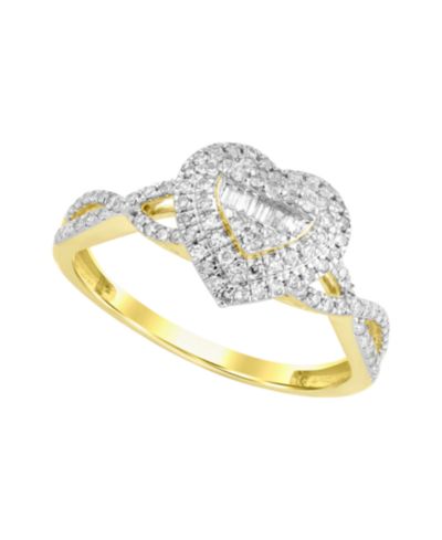 Macy's Diamond Round & Baguette Ring (1/3 ct. t.w.) in 10k Yellow Gold