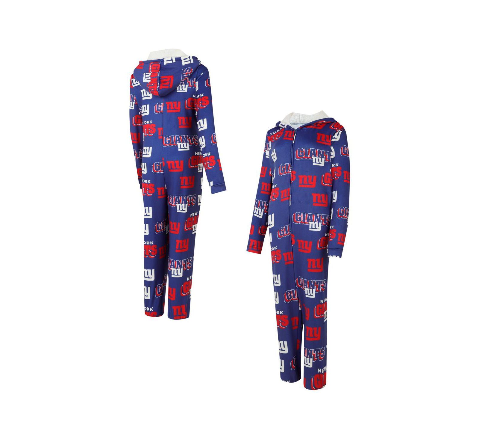 Concepts Sport Women's Royal New York Giants Roadway Allover Print Microfleece Full-Zip Union Suit