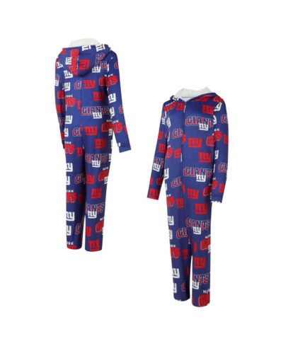 Женский термокостюм Concepts Sport Royal New York Giants Roadway Allover Print Microfleece Full-Zip Union Suit