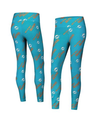 Женские трикотажные леггинсы Concepts Sport Aqua Miami Dolphins Breakthrough с принтом по всей поверхности