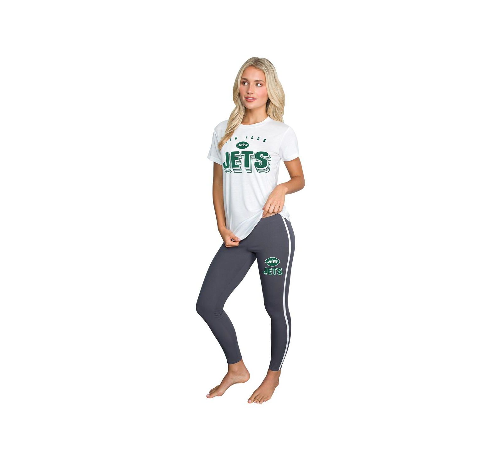 Concepts Sport Women's 2-Piece Charcoal/ New York Jets Sonata Short Sleeve Top and Leggings Set