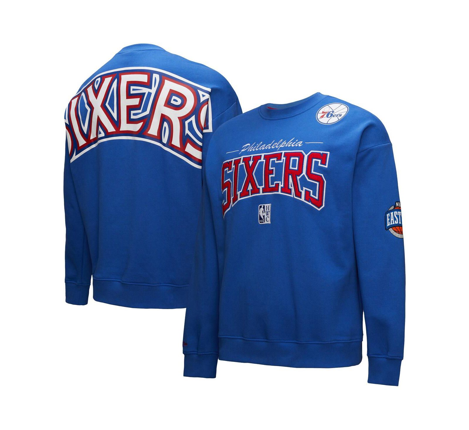 Мужской винтажный свитшот Mitchell & Ness Royal Philadelphia 76ers Hardwood Classics