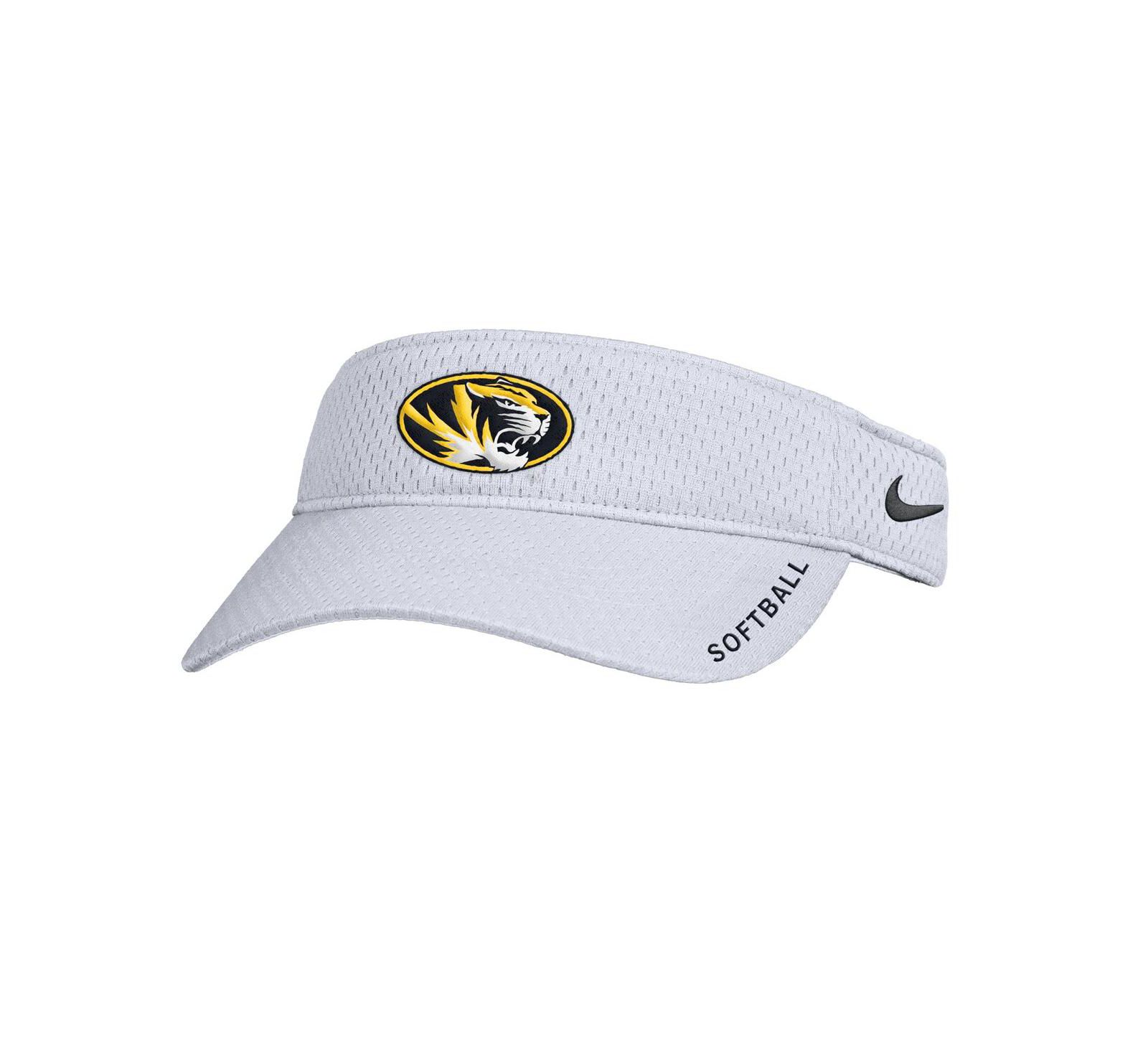 Nike Men's White Missouri Tigers On-Field Softball Authentic Ace Performance Adjustable Visor Hat