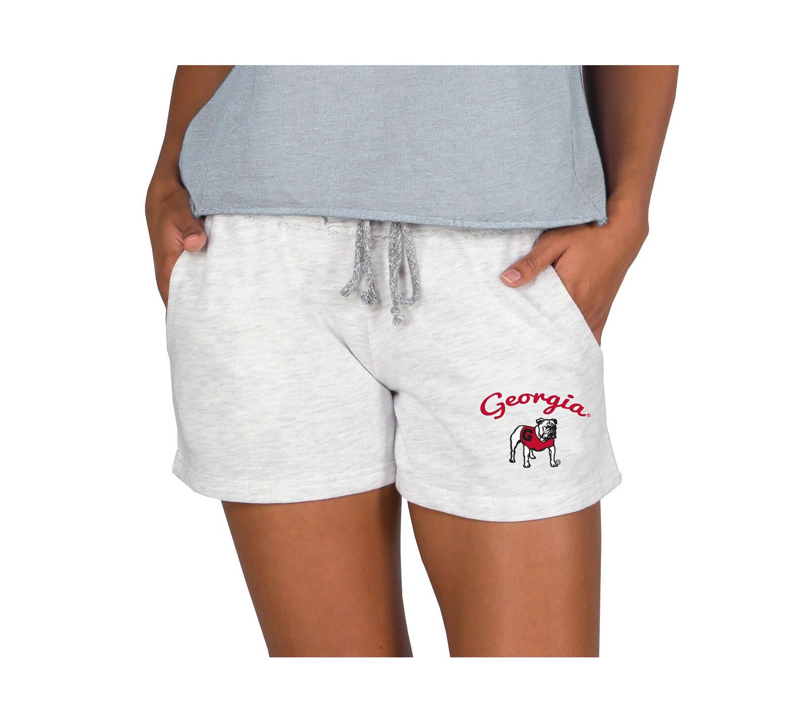 Concepts Sport Women's Ash Georgia Bulldogs Mainstream French Terry Tri-Blend Shorts