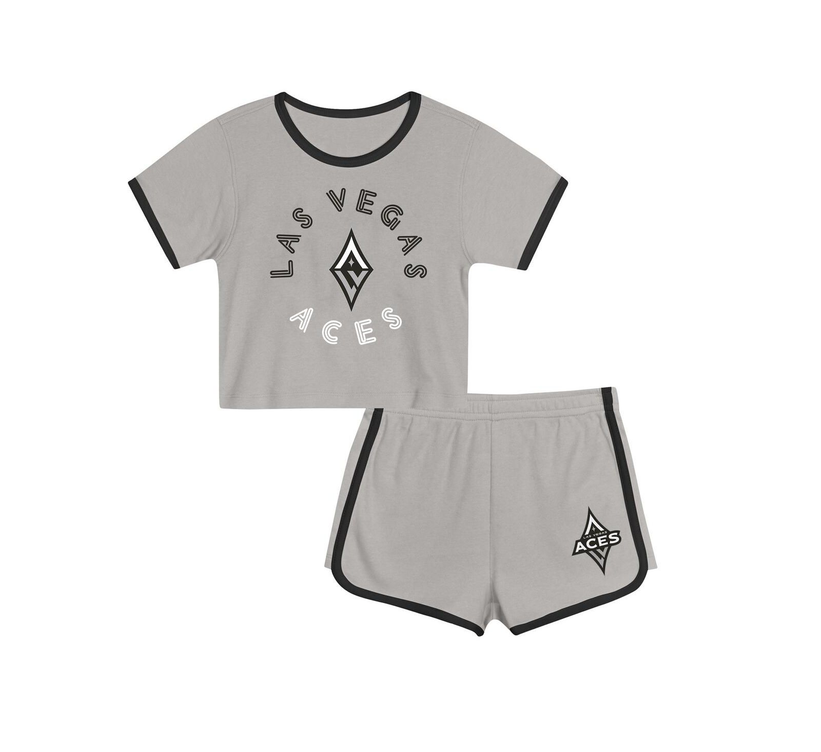 Outerstuff Toddler 2-Piece Gray Las Vegas Aces Double Run T-Shirt and Shorts Set