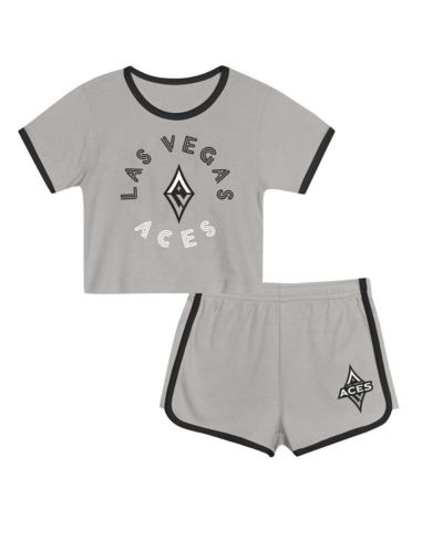 Комплект Outerstuff Toddler 2-Piece Gray Las Vegas Aces Double Run T-Shirt and Shorts Set