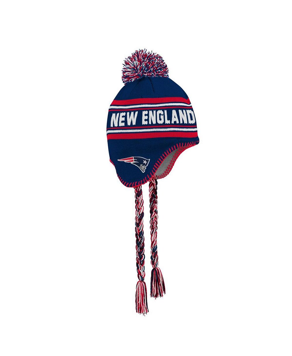 Детская вязаная шапка Outerstuff с кисточкой темно-синего цвета New England Patriots для мальчиков и девочек