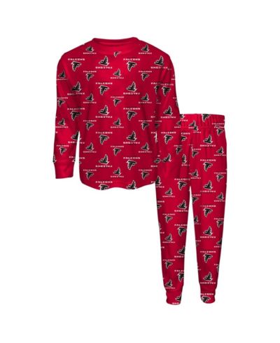 Outerstuff Preschool 2-Piece Red Atlanta Falcons All-Over-Print Long Sleeve T-Shirt and Pants Sleep Set
