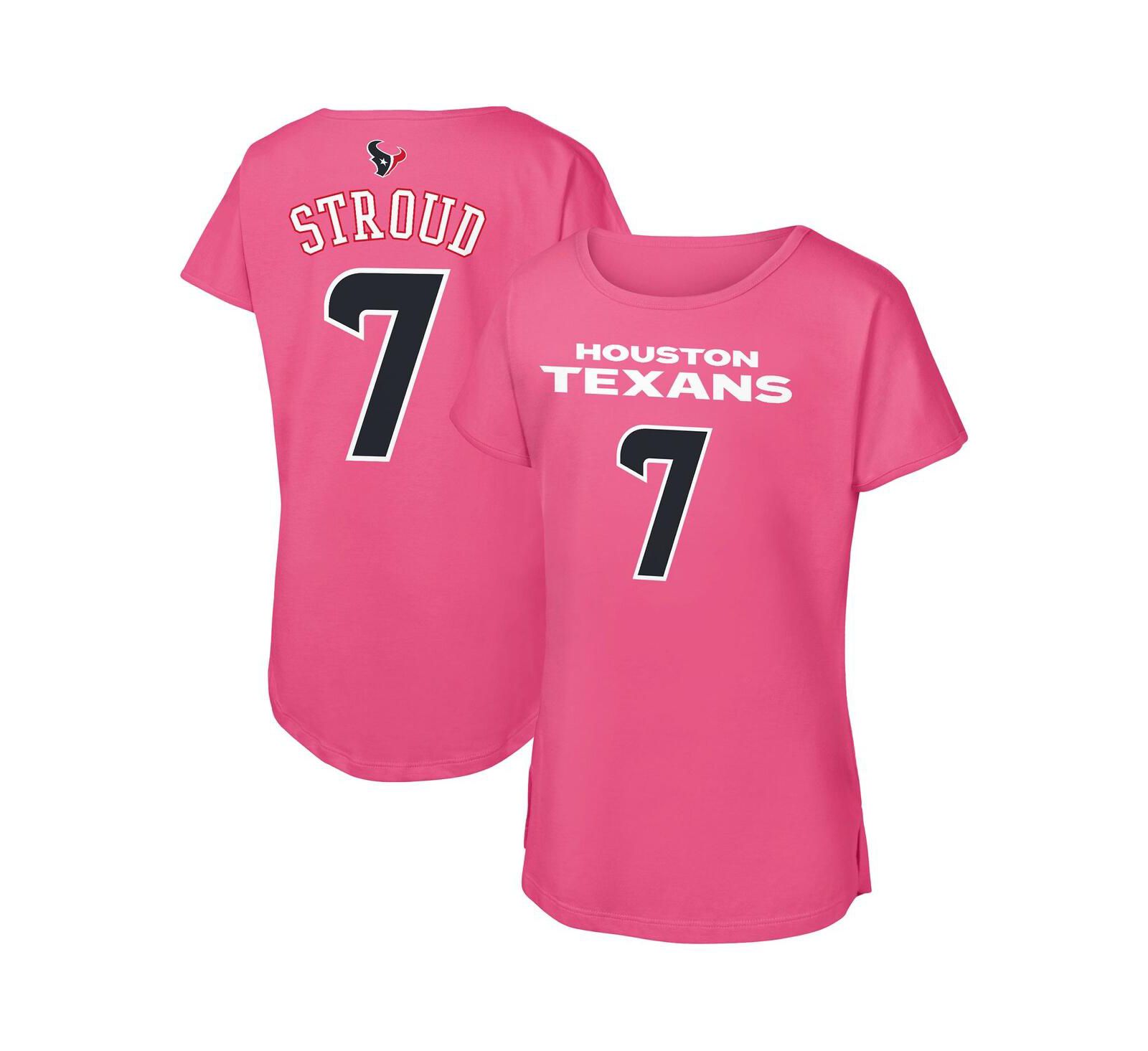 Футболка Outerstuff Big Girls C.J. Stroud Pink Houston Texans