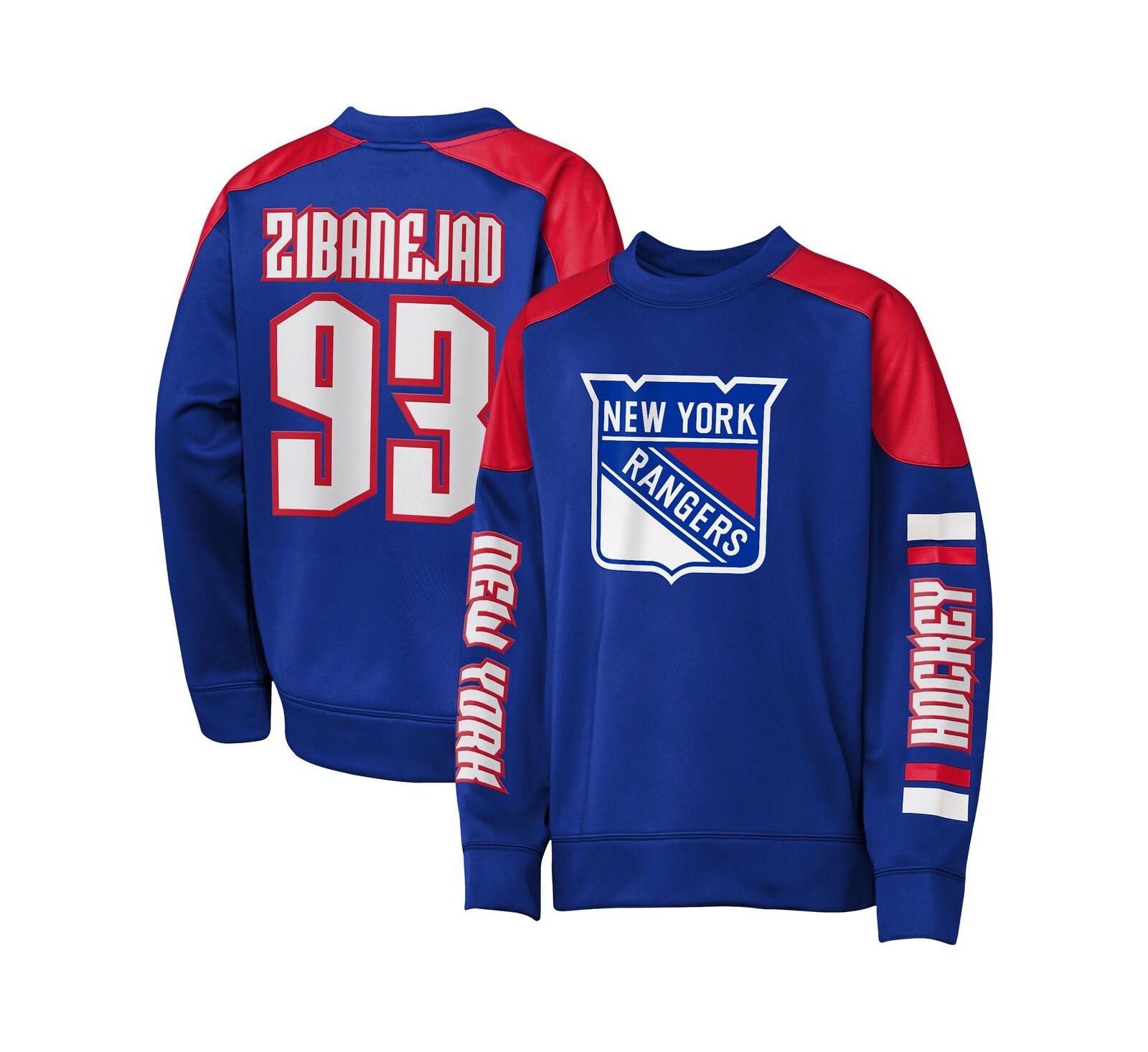 Свитшот Outerstuff Mika Zibanejad Blue New York Rangers для мальчиков и девочек