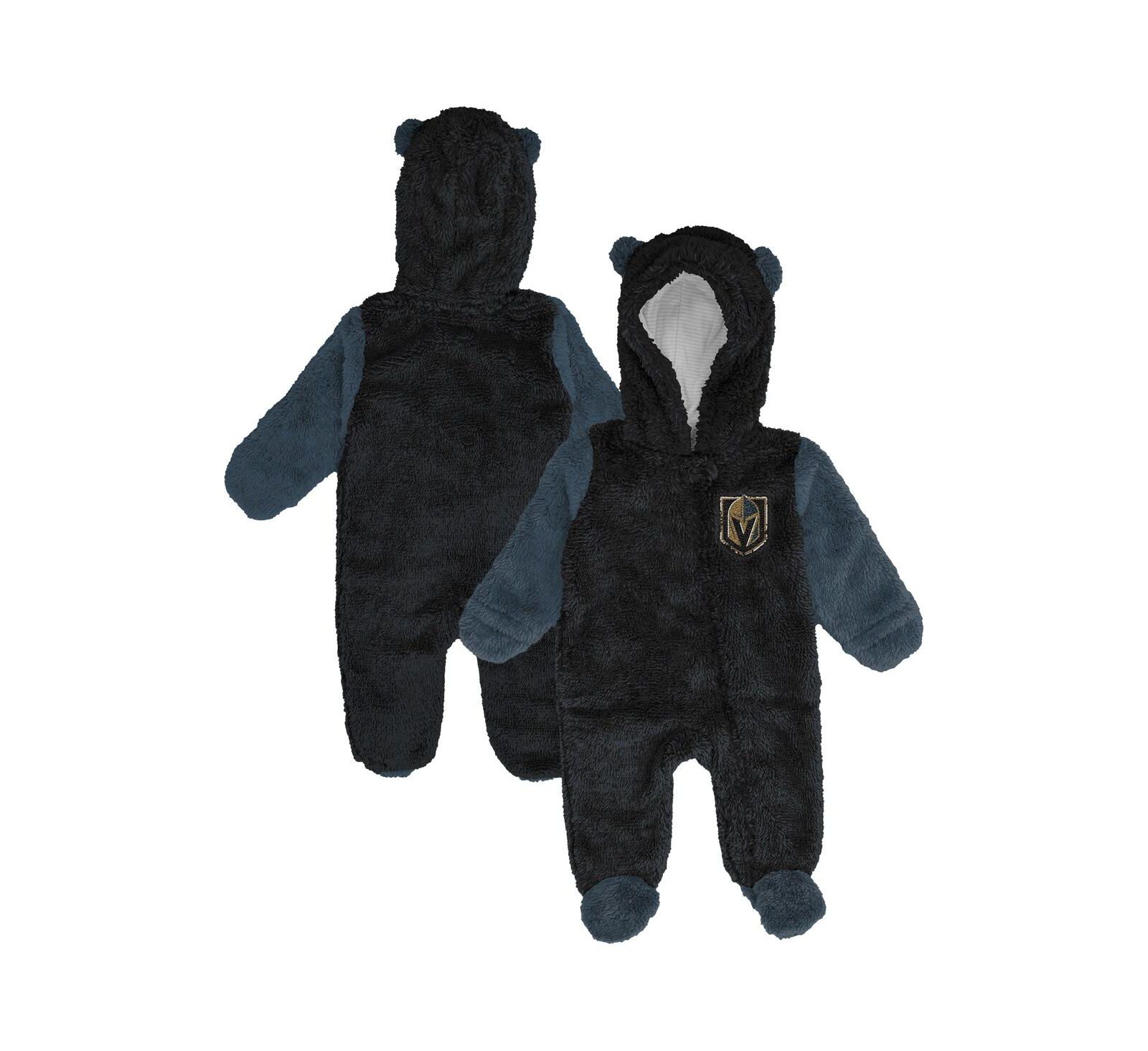 Outerstuff Newborn Black Vegas Golden Knights Stay Napping Fleece Bunting Full-Zip Hooded Sleeper