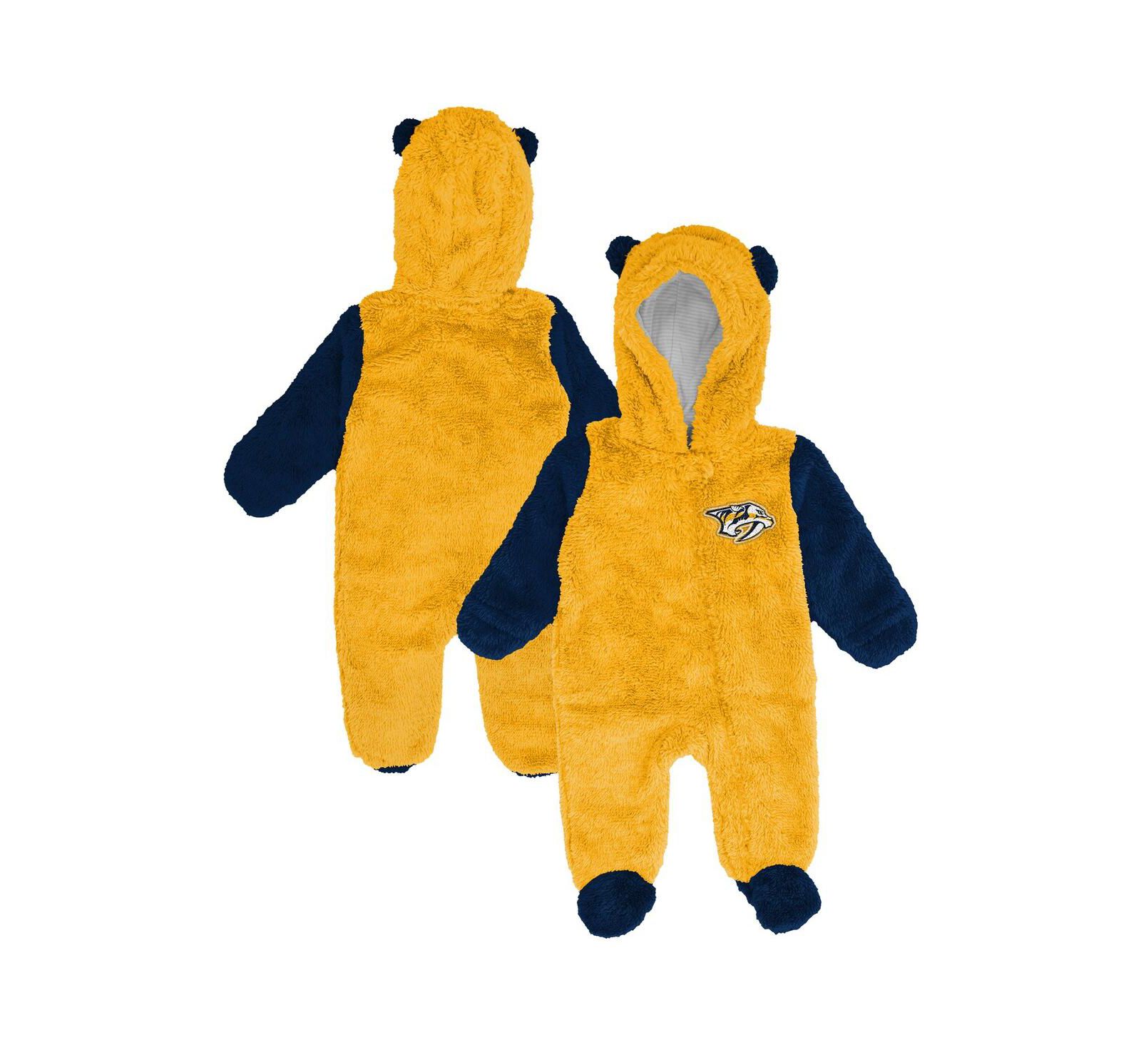 Outerstuff Newborn Gold Nashville Predators Stay Napping Fleece Bunting Full-Zip Hooded Sleeper