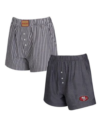 Concepts Sport Women's 2-Pack Charcoal San Francisco 49ers Stripes and Solids Boxer Shorts Set