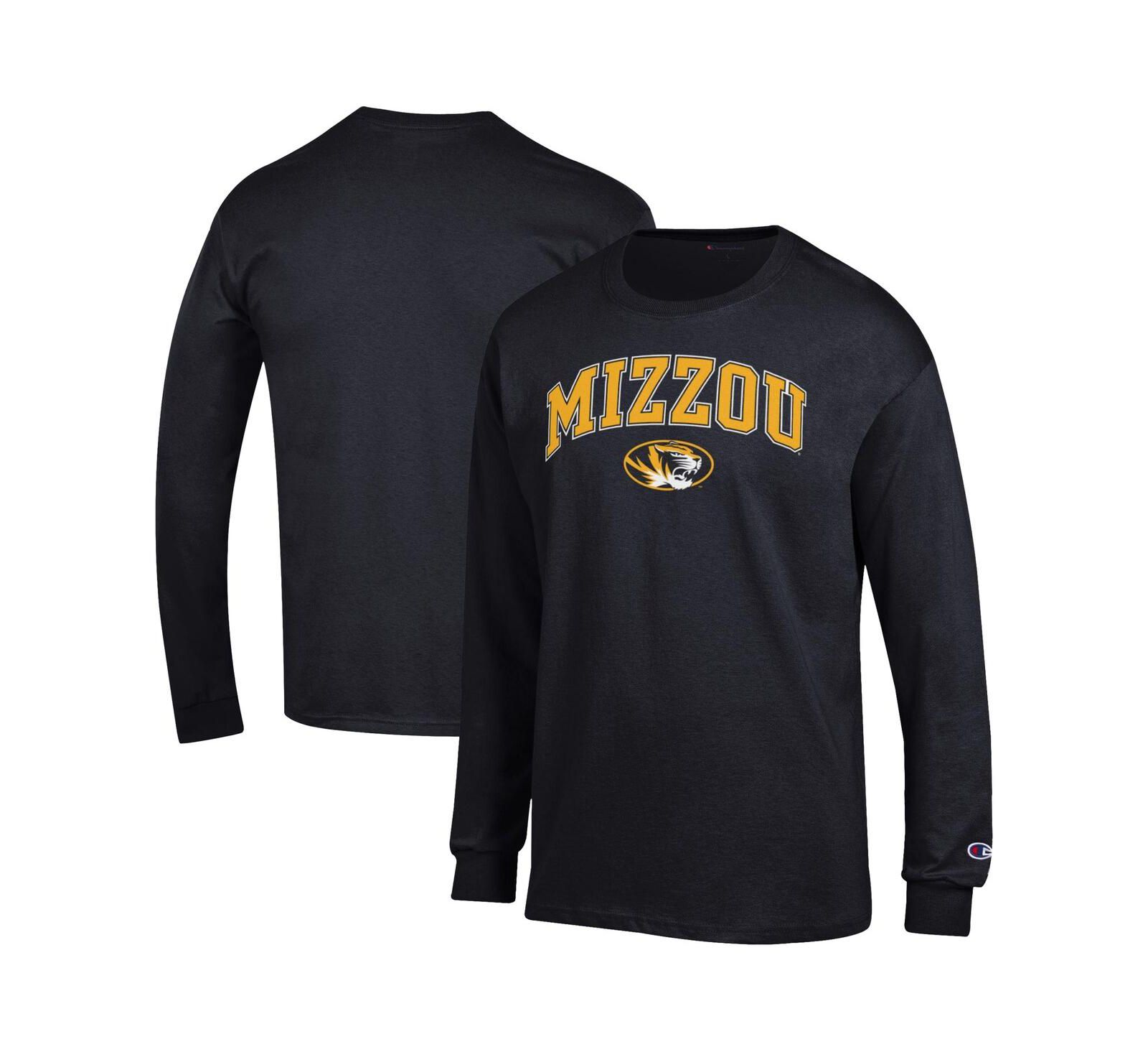 Champion Мужская футболка с длинным рукавом Black Missouri Tigers Arch Over Logo