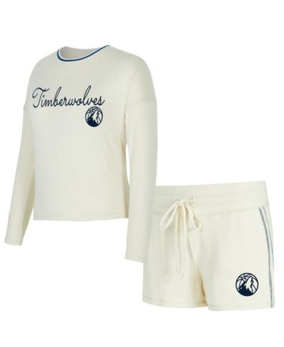 Женский комплект Concepts Sport 2-Piece Cream Minnesota Timberwolves Kaki Hacci Knit из топа с длинным рукавом и шорт