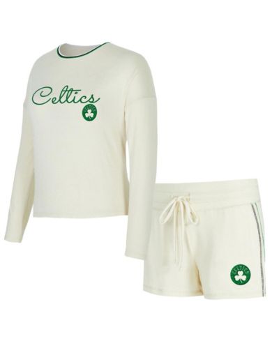 Женский комплект из топа и шорт Concepts Sport 2-Piece Cream Boston Celtics Kaki Hacci Knit