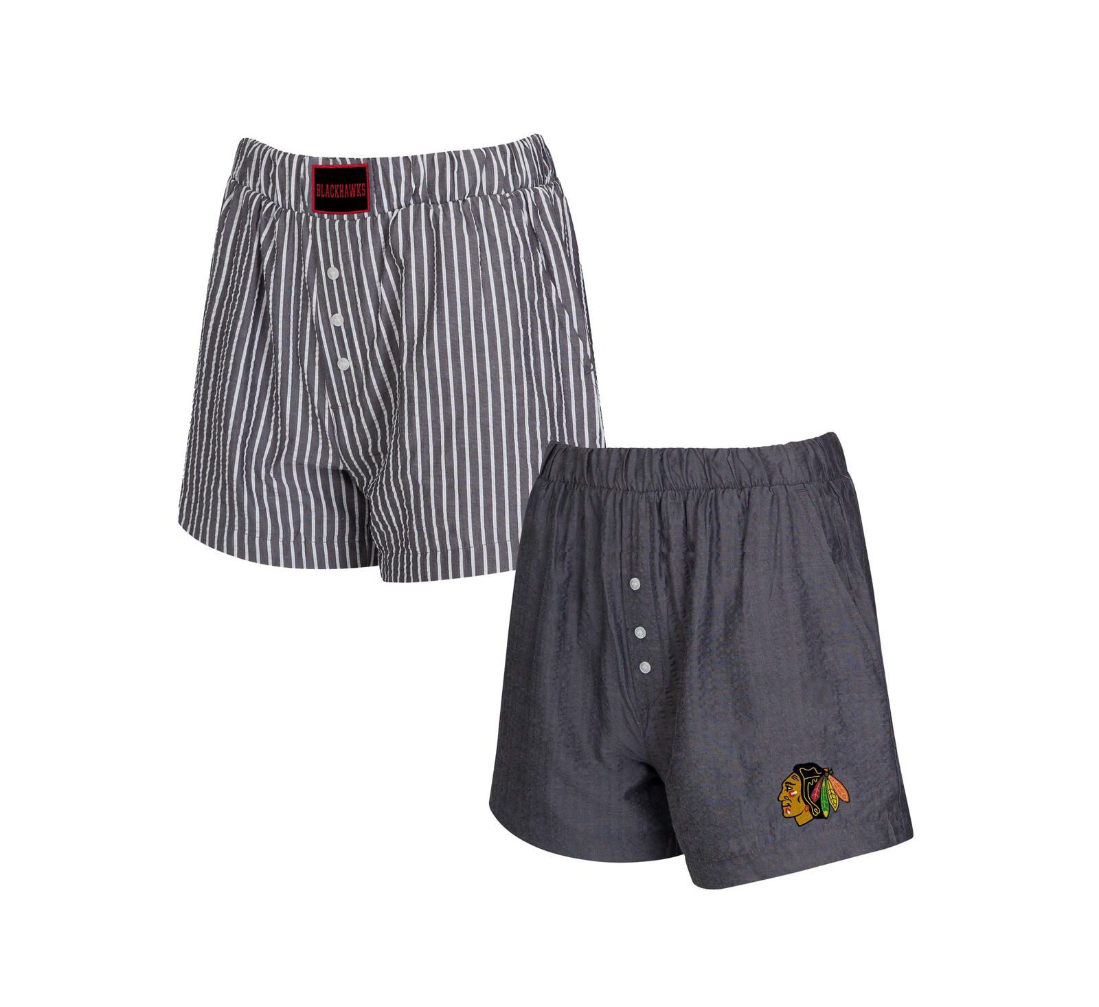Concepts Sport Women's Charcoal Chicago Blackhawks 2-Pack Boxer Shorts Set
