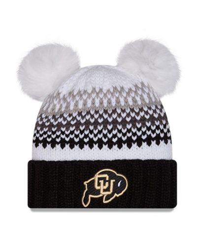 Женская вязаная шапка New Era Colorado Buffaloes Black, Double Pom Print