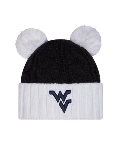 Женская вязаная шапка New Era West Virginia Mountaineers с двойными помпонами, черная