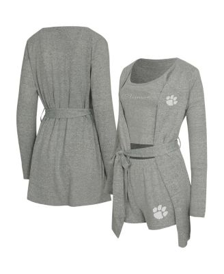 Concepts Sport Женский 3-Piece Gray Clemson Tigers Rigor Tank, Short and Robe Set