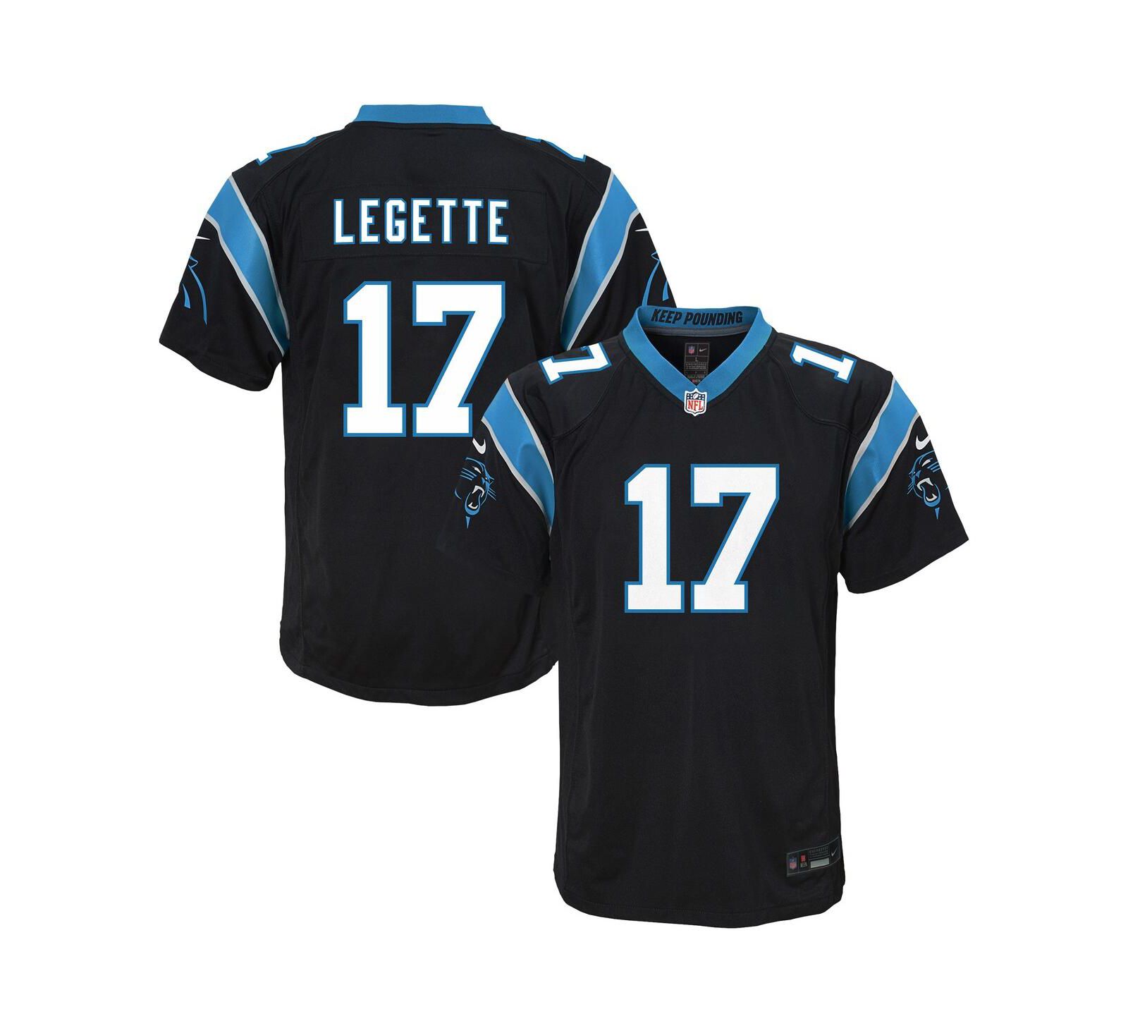 Nike Игровая джерси Xavier Legette Black Carolina Panthers для мальчиков и девочек
