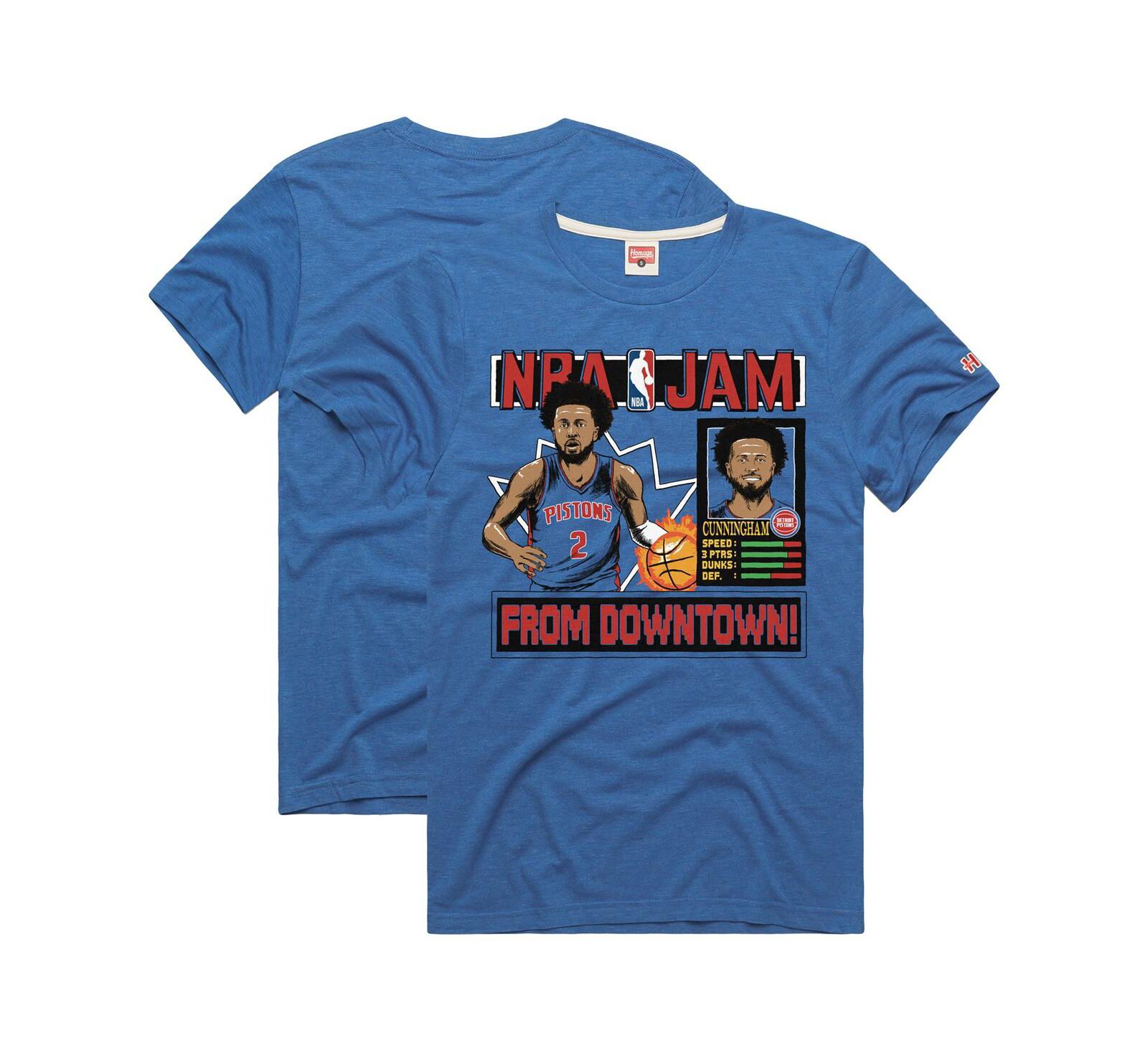 Футболка tri-blend Cade Cunningham Blue Detroit Pistons NBA Jam для мужчин и женщин