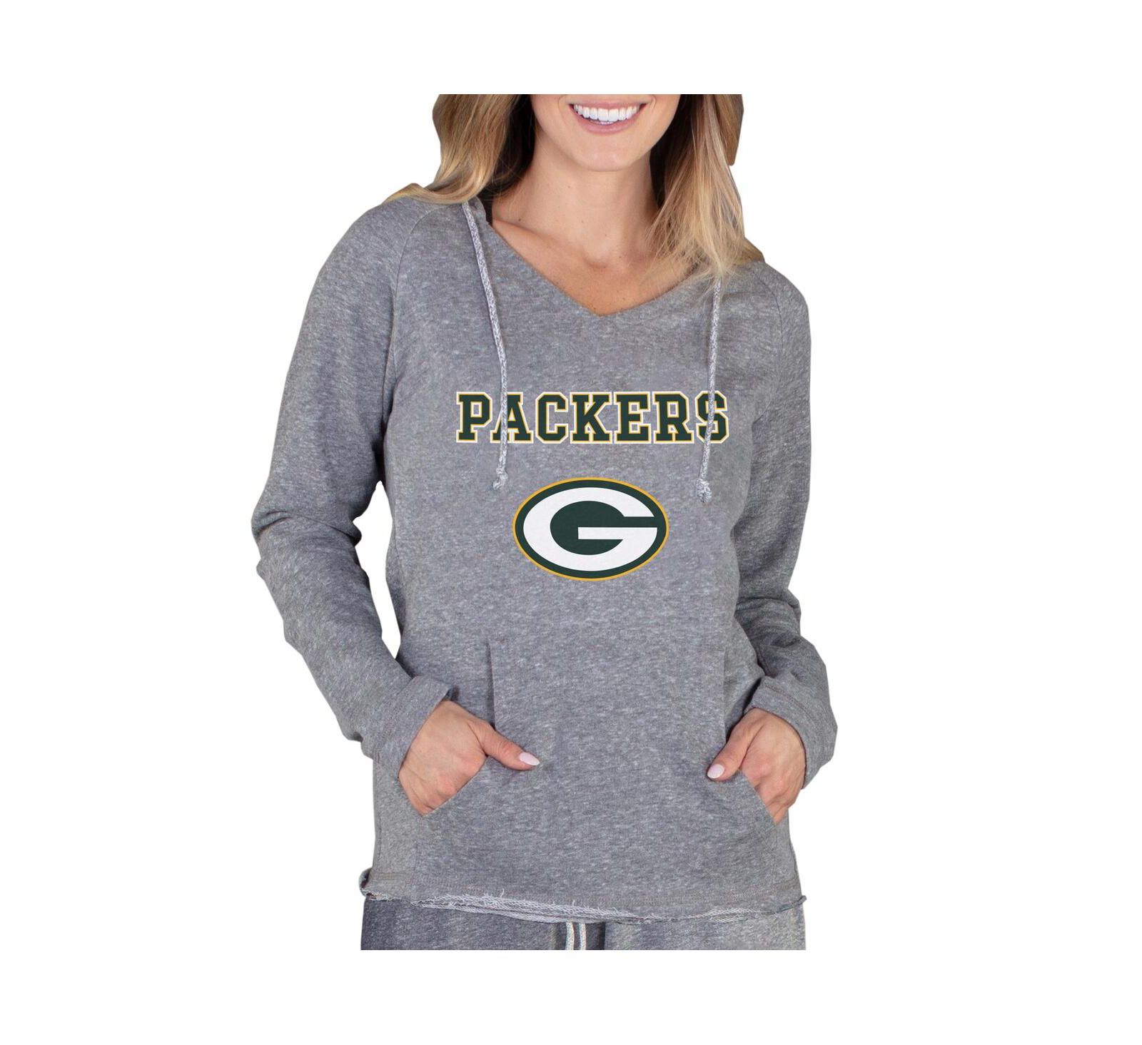Concepts Sport Women's серая толстовка Raglan V-neck Green Bay Packers Tri-Blend
