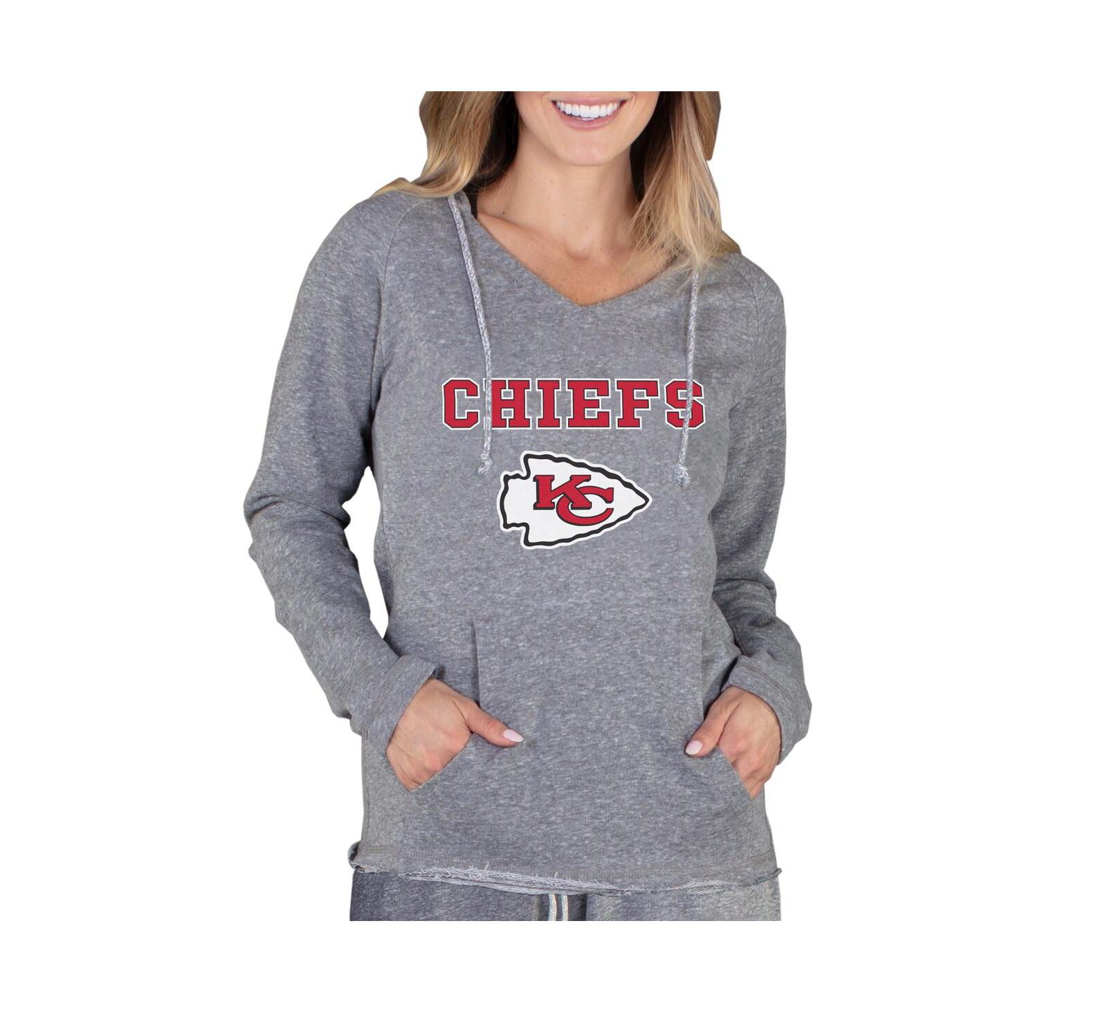 Женский серый худи Concepts Sport Kansas City Chiefs Tri-Blend Raglan V-Neck Top