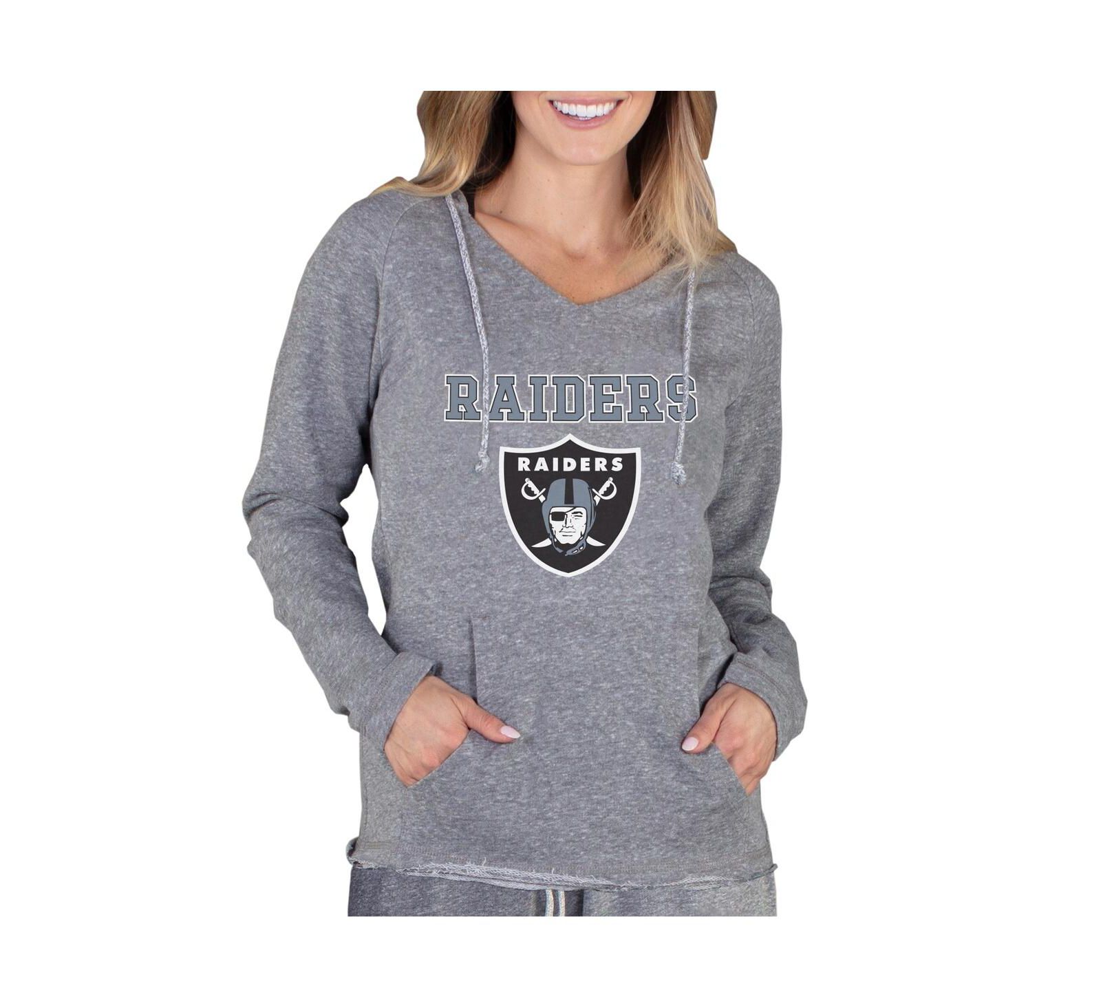 Женский худи Concepts Sport Gray Las Vegas Raiders Mainstream Tri-Blend Raglan V-Neck Top