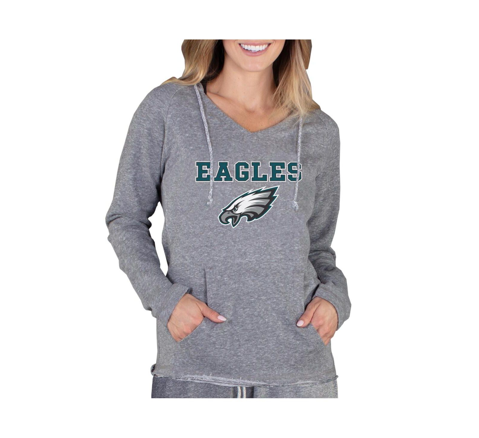 Женский худи Concepts Sport Gray Philadelphia Eagles Mainstream Tri-Blend Raglan V-Neck