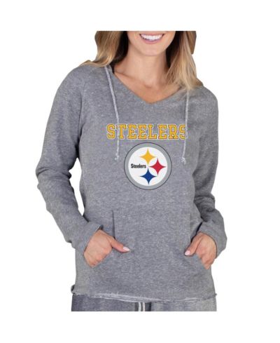 Concepts Sport Женский серый худи-топ Raglan Tri-Blend с V-образным вырезом, Pittsburgh Steelers