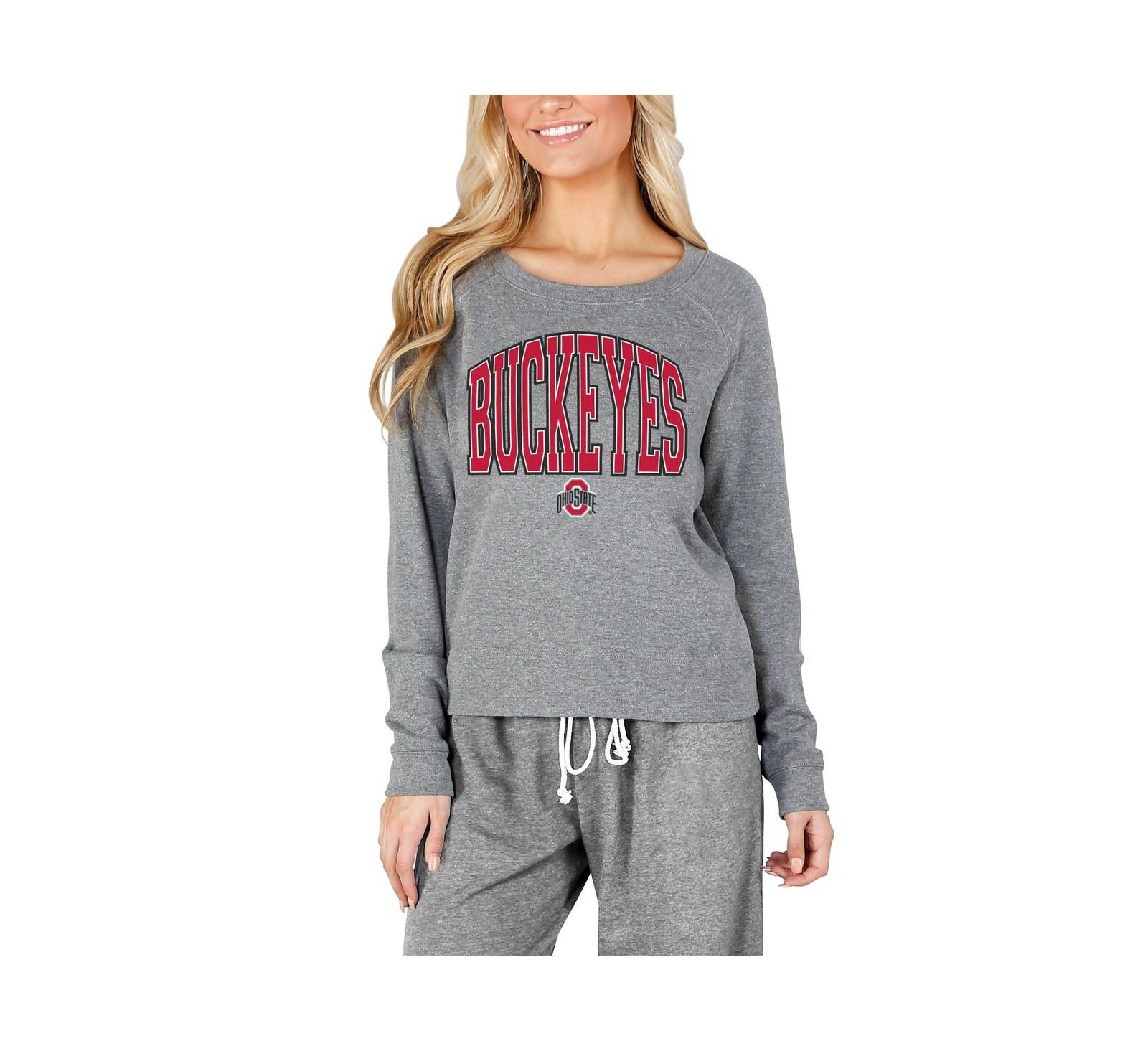 Concepts Sport Женский серый лонгслив Ohio State Buckeyes Mainstream Terry