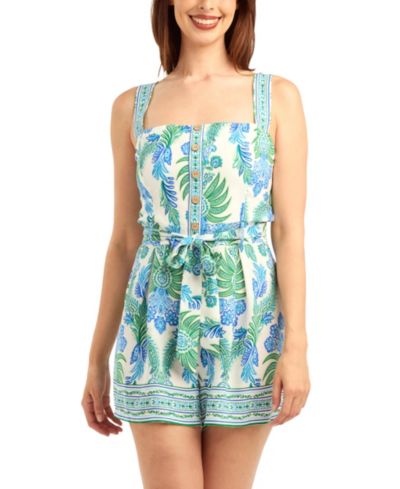 Женский ромпер BCX Women's Poplin Printed Button-Front