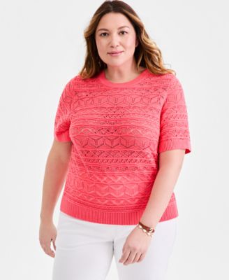 Свитер Style & Co Plus Size Cotton Pointelle Short-Sleeve