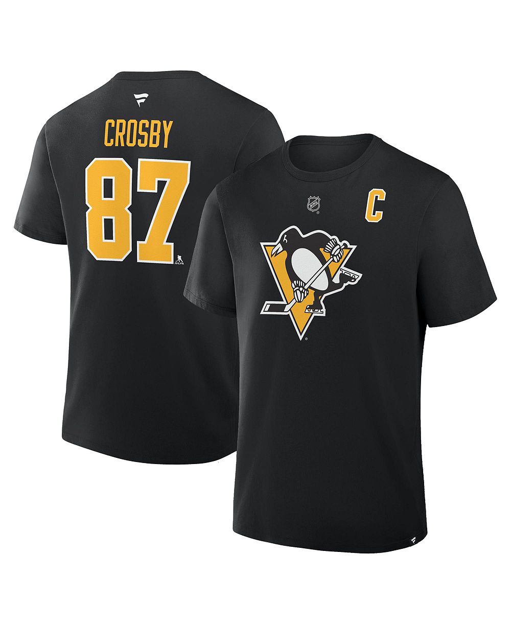 Fanatics Мужская T-Shirt Sidney Crosby Black Pittsburgh Penguins Authentic Stack Name & Number