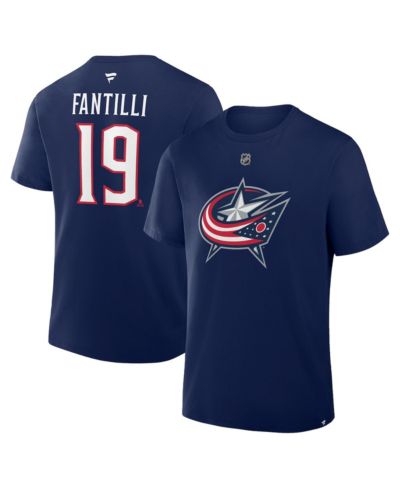Футболка Fanatics Men's Adam Fantilli Navy Columbus Blue Jackets Authentic Stack Name & Number