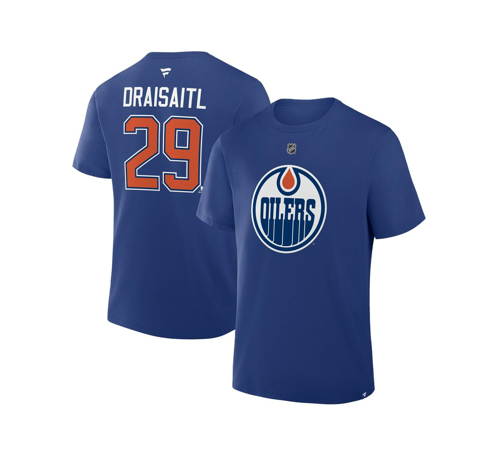 Fanatics Men's Leon Draisaitl Royal Edmonton Oilers Authentic Stack Name & Number T-Shirt