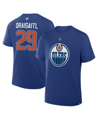 Fanatics Men's Leon Draisaitl Royal Edmonton Oilers Authentic Stack Name & Number T-Shirt