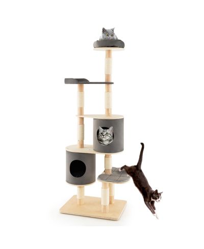 Деревянное игровое дерево для кошек SUGIFT 6-tier с 2 платформами-домиками