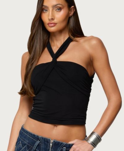 Edikted Women's Maggi Knotted Backless Mesh Top
