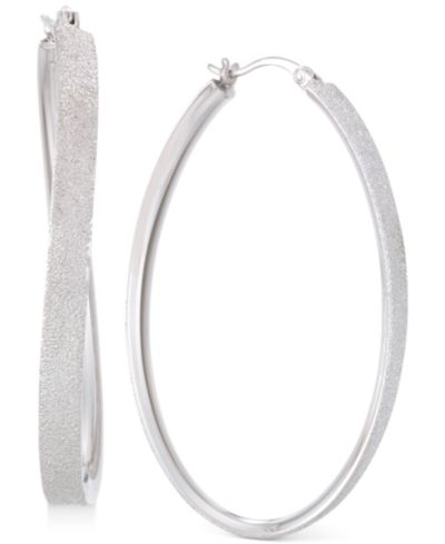 Серьги-кольца Simone I. Smith Satin-Finished Platinum over Sterling Silver