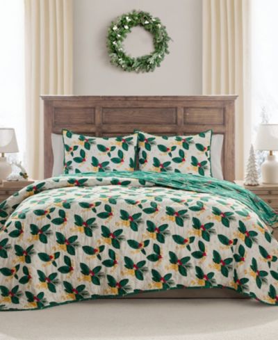 Комплект стеганого одеяла Hallmark Bedding Poinsettia Holiday, King